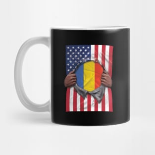 Romania Flag American Flag Ripped - Gift for Romanian From Romania Mug